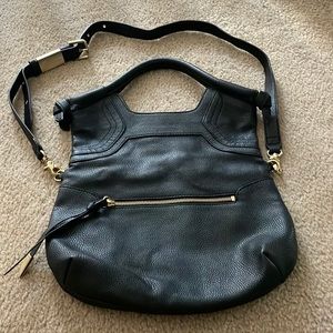 Foley + Corinna Black Pebbled Faux Leather Shoulder Handbag Crossbody